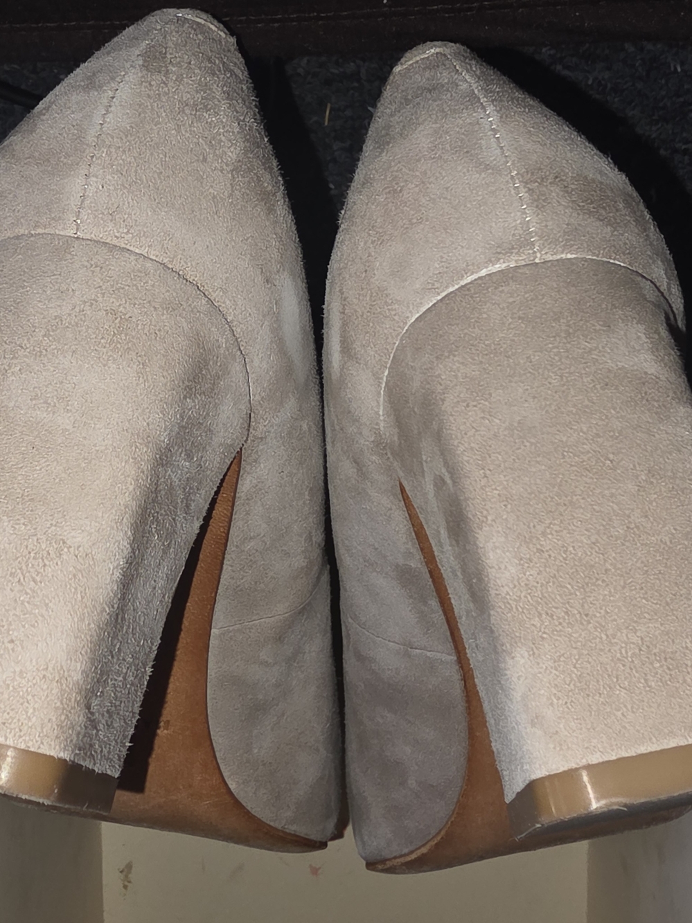 Marc Fisher Taupe Suede Block Heel Pumps - Picture 5 of 6